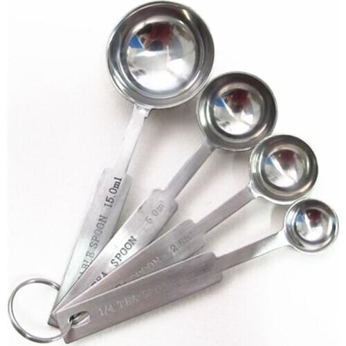 New 4pcs Measuring Spoons Set Stainless Steel Kitchen Tea Coffee Measure Scoop