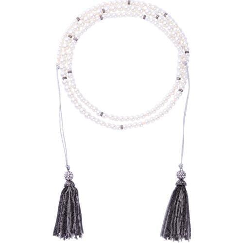 Mothers Day Special Offer Super Long Layer Necklace Imitation Pearls Metal Tassel Cotton Thread Fashion Jewelry Drop Shipping
