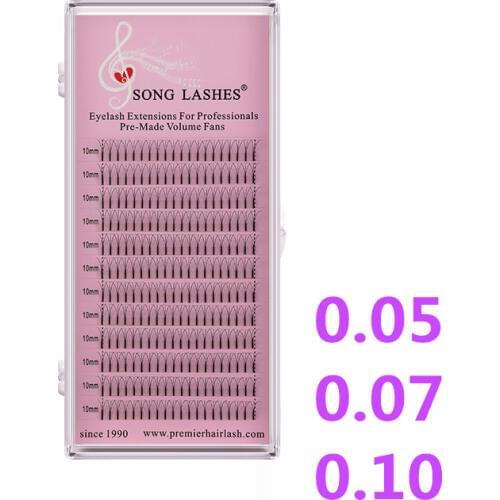 SONG LASHES 0.07 thickness premade volume fans premade fan Prefanned 4D Volume Lashes Eyelash Extension pre-made fans long stem