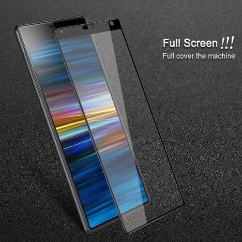 MOBFONE Full Coverage Tempered Glass for Sony Xperia 10 Glass Sony10 Screen Protectors Xperia10 All Glue Film for Sony 10 Plus