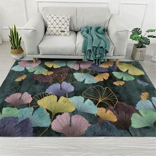Retro Ginkgo Leaves Living Room Carpet Home Decor Corridor Balcony Kitchen Rug Flannel Anti-slip Bathroom Mat Bedroom Area Rug