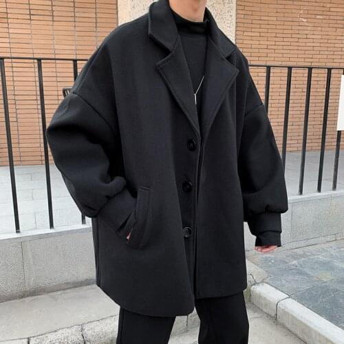 Woolen Fashion Casual Men Warm Thicken Winter Trench Woolen Coat Slim Windbreaker Long Jacket Outwear Plus Size M-2XL Business