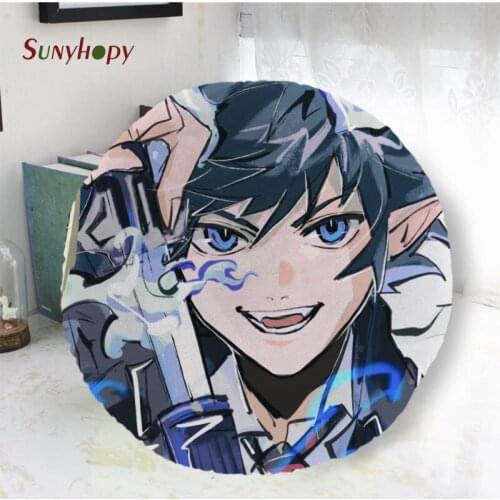 Blue Exorcist Round Decorative Cushion Cover Home Decor Peach Skin Pillowcase For Sofa 40cm50cm60cm In Diameter-WJY