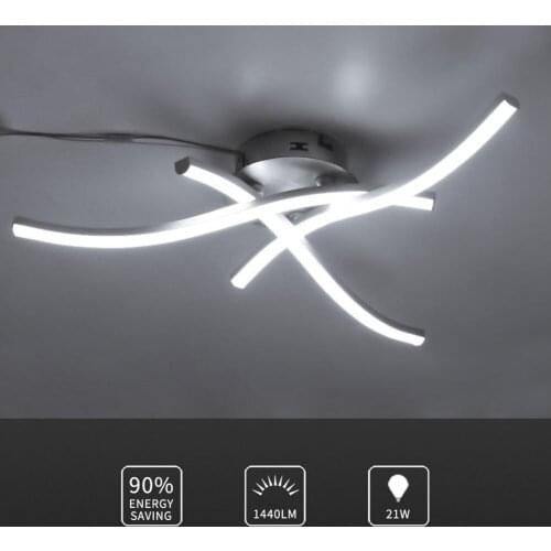 Modern LED Ceiling Light 21W 3000K Night Light Forked Shaped Ceiling Lamp for Living Room Bedroom Decor Curved Design Lamp