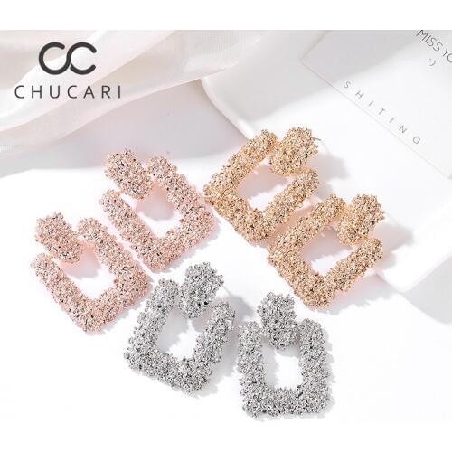 CHUCARI Big Vintage Earrings for Women Gold Color Geometric Statement Earring 2019 Metal Earring Hanging Fashion Jewelry Trendy
