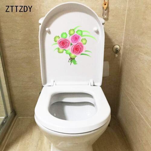 ZTTZDY 22.2*19.1CM Rose Flower Bouquet Home Wall Sticker Mural Creative Toilet Decal Decor T2-0106
