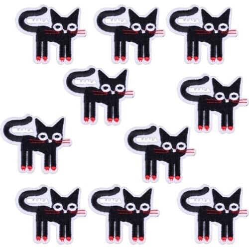 10pcs/set Cartoon Cat Patch Iron On Patches For Clothing Cloth Patch Fabric DIY Cute Animal Decoration Accessories Wholesale