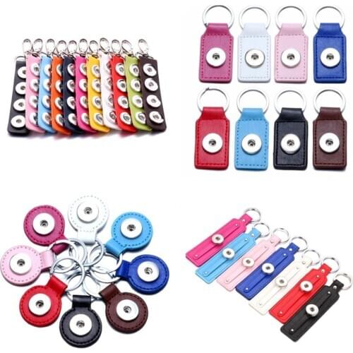 10pcs/lot Snap Button Keychain PU Leather Key Chains Bag Charm DIY Accessory Pendant Fit 18/20mm Snap Button Jewelry