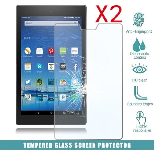 2Pcs Tablet Tempered Glass Screen Protector Cover for Amazon Fire HD 8 (2015) Tablet Computer Tempered Film Explosion-Proof