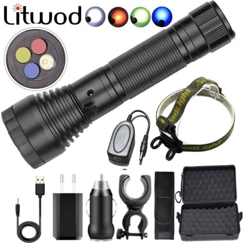 4 Colors LED Flashlight High Quality Usb Rechargeable Torch 18650 Battery Aluminum Alloy Lantern for Fishing Hunting Light