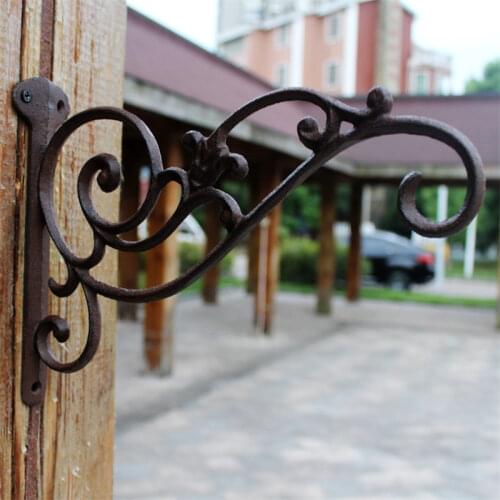 4PCS Decorative Wall Hook Wrought Iron Bracket Garden Decorations Used for Hanging Plants Lantern Birdcage Flower Hangers Holder
