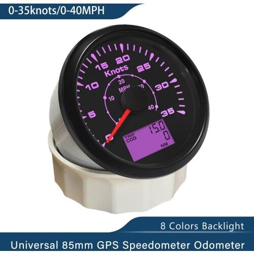 85MM Boat Vessel Yacht GPS Speedometers 0-35knots Speed Odometers 0-40MPH LCD Display 12V 24V 8 Colors Backlight adjustable