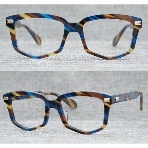 Acetate Glasses Frame Men Women Handmade Vintage Square Eyeglasses Optical Myopia Prescription Eyeglasses Frames Clear Eyewear