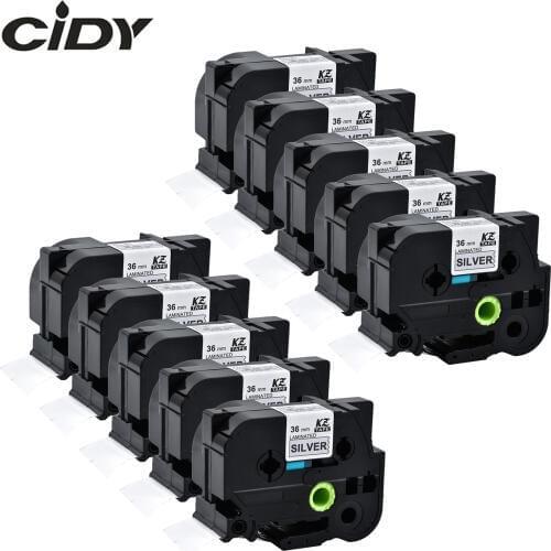 CIDY 10PCS compatible TZe961 Tz 961 Tz961 tze 961 36mm Black on Silver label tape for brother p touch printer