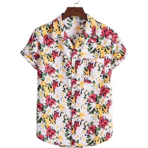 Floral Hawaiian Aloha Shirts for Men Summer Short Sleeve Quick Dry Beach Wear Casual Button Down Vacation Clothing Chemise Homme