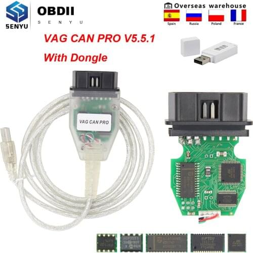 VAG CAN PRO VCP 5.5.1 CAN BUS+UDS+K-line with dongle For VW OBD OBD2 Car Auto Diagnostic Tool Scanner ODIS ECU Programmier Tool