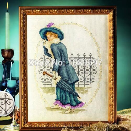 Fishxx Cross Stitch Col130-4 Edwardian Lady Character Image Hand Embroidery