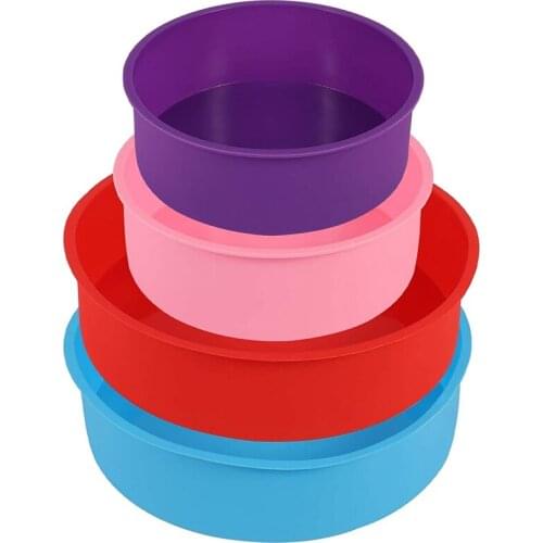 Cake Pan Silicone Round Cake Mould Non-Stick Baking Bakeware Rainbow Baking Trays for Vegetable Pancakes (4 Pcs)