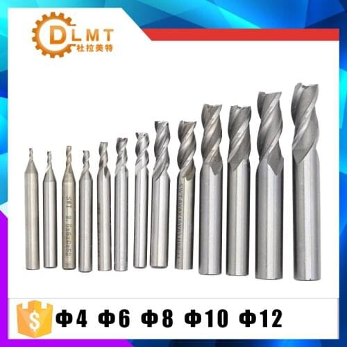 5pcs/set HSS CNC Straight Shank 3 Flutes End Mill Milling Cutter Drill Bits 4 6 8 10 12mm