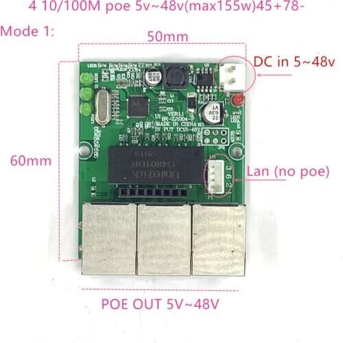 Reverse power supply POE switch POE IN/OUT5V/12V/24V/48V 155W/3=51.67W 100mbps 802.3AT 45+78- DC5V~48V distance series Force POE