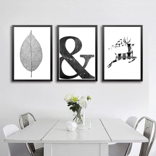 Canvas Painting Black White Abstract Minimalist Symbol Nordic Scandinavian Wall Art Picture Poster Print Living Room Home Decor