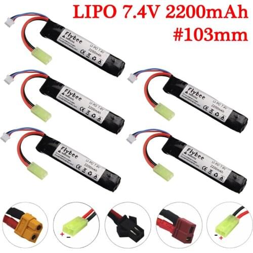 7.4v 2200mAh Lipo Battery for Water Gun 2S 7.4V battery for M4/AK AKKU Mini Airsoft BB Air Pistol Electric Toys RC Parts #101mm
