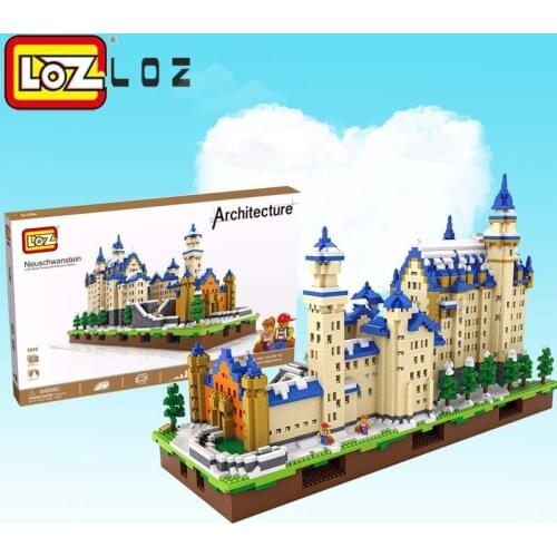 LOZ Diamond Blocks Neuschwanstein DIY New Swan Stone Castle 3D Model technic Educational Quiz Christmas Gift Toys for Children