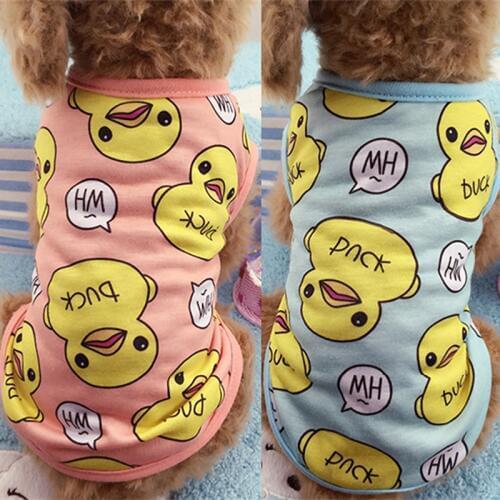 Cute Pet Dog Clothes For Small Dogs Duck Printed Spring Puppy Cat Cotton T-shirt Vest Summer Pet Clothing Chihuahua Pug Shirts
