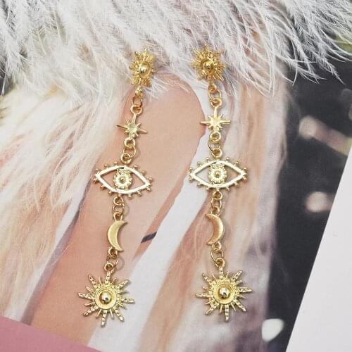 Pendant Earrings Fashion Dazzling Golden Stars Moon Studs Evil Eyes Charm Women Fashion Jewelry Accessories