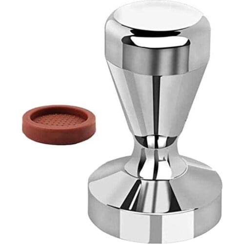 New Coffee Tamper- 58mm Coffee Tamper Coffee Presser,with Silicone Tamper Mat,Stainless Steel Coffee Tamper(Silver)