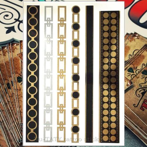 NU-TATY 24 style Temporary Tattoo Body Art, Choker Chains Golden Designs, Flash Tattoo Sticker Waterproof 21*15cm