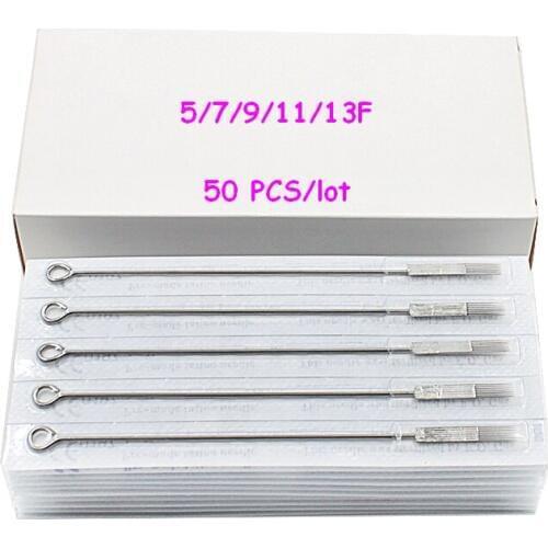 50 PCS/Box Mixed Lot disposable sterile Flat Shader Tattoo Needle for tattoo machine and grips