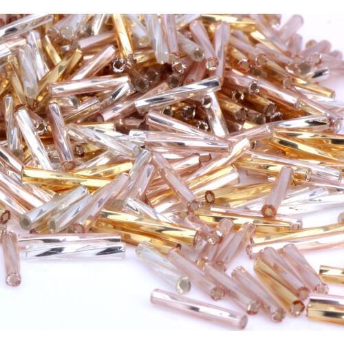 OlingArt Gold and silver Color Tube 2x11mm 65g Twist Bugles Glass Seed Beads Wholesale Accessory necklace DIY jewelry making