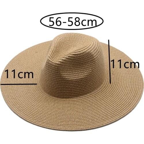 Women hats big brim 11cm men women khaki white black straw hats sun protection beach women summer bucket hats sombreros de mujer