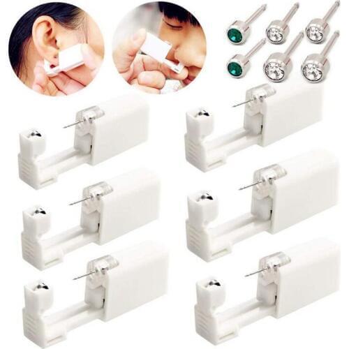 6Pcs Disposable Sterile Ear Piercing Gun with Ear Studs Piercer Tool Piercer Tool Machine Kit for Girls Boys Women Men