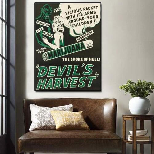 Devils Harvest Posters Prints Canvas Painting Retro Style the Smoke of Hell Old Street Art for Living Room Home Wall Decoration