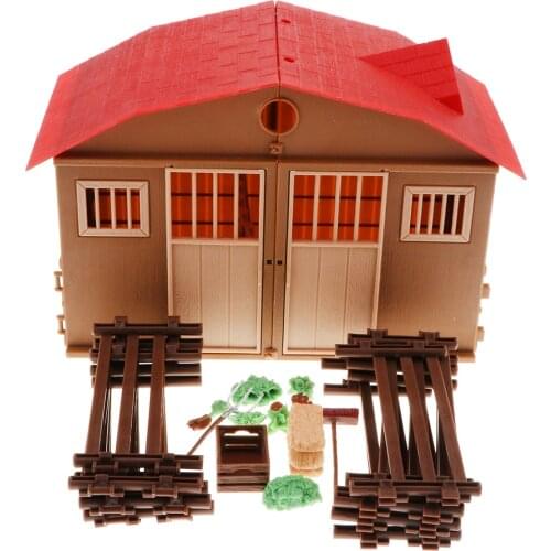 Plastic DIY Assembling Farm Cabin Scene Building Construction Kits Kids Creative Toy Birthday Gifts