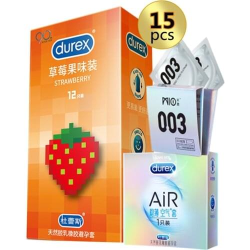 Durex 20pcs Condoms For Men All Size Penis 3 Varieties Strawberry Fancy Condom Smooth Lubricated Condom Hot Sale Safe Sex Toys