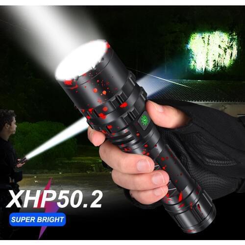 6500LM Professional Most Powerful Xhp50.2 Led Flashlight USB Rechargeable Waterproof Torch camping,hunting use 18650 battery