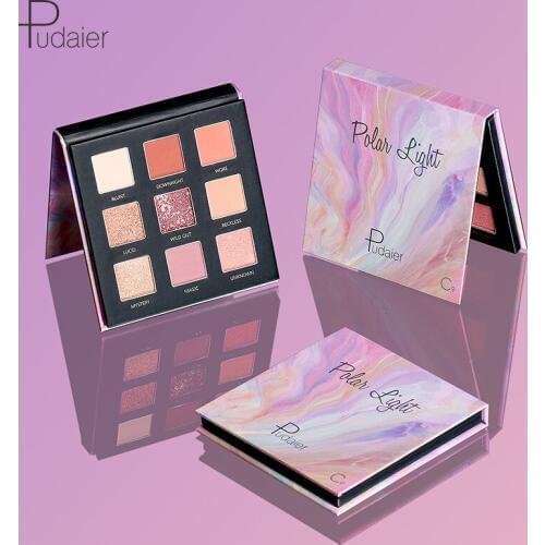 Pudaier 9 Color Eyeshadow Pallete C9 Milky Eye Shadow Powder Long Lasting Smooth Eye Glitter Smoky Makeup Cosmetics