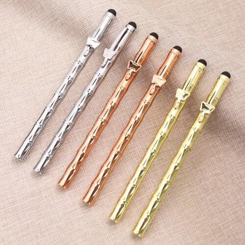 Retro Brass Bamboo joint Metal Ballpoint Pen Gift touchscreen Pen Luxury Pen For Writing Stationery Office school Supplies