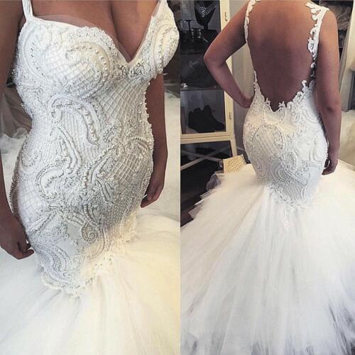 SuperKimJo Vestido De Noiva Mermaid Luxury Wedding Dresses 2020 Lace Applique Backless Boho Wedding Gown Robe De Mariee