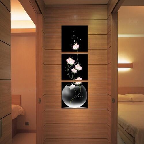 YRHCD Triptych Fashion flower Simulation painting Home Bed room Decoration Frameless Canvas Painting Home Wall artwork ornament