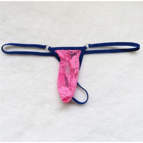 Mens panties sexy underwear men underpants gay micro Thongs tanga Lace Transparent String Color contrast Hollow out No trace