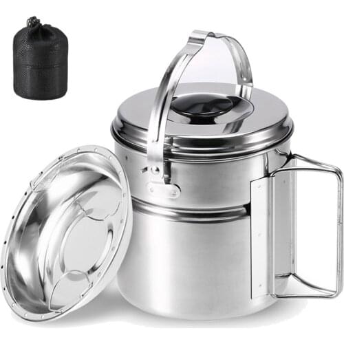 Outdoor Cookware Hanging Pot Camping Tableware Stainless Steel Kettles Boil Water Hanging Pot Portable Hot Soup Cookware