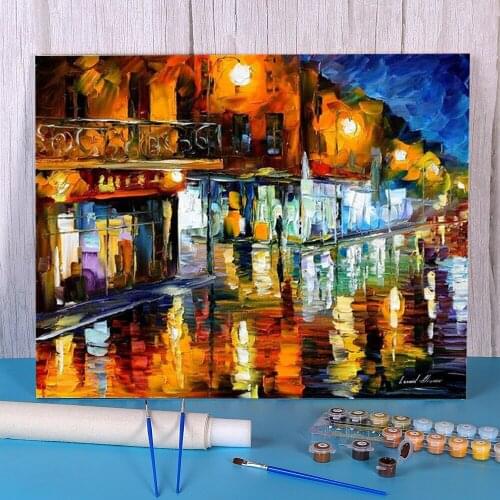 In The City DIY Painting By Numbers Package Acrylic Paints 50*70 Canvas Painting Handmade For Adults For Wholesale