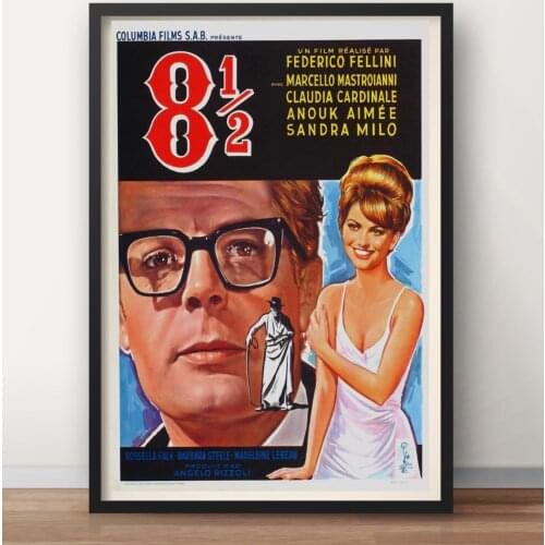 Eight and a Half 8 1/2 Federico Fellini Italy Retro Vintage Film Movie Decorative Poster Wall Canvas Sticker Home Decor
