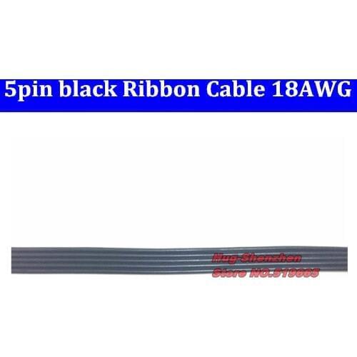 High Quality 18AWG UL1007 5P 5Pin Parallel Ribbon flat cable Environmental Electronic power wire 5 black for Video Card