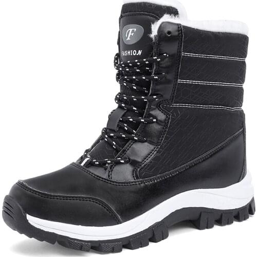 2021 Winter Womens Ankle Boots Cold-resistant Snow Boots Womens Non-slip Warm Shoes Large Size 35~42 Zapatos Para Mujer