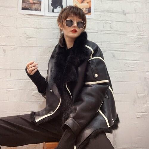 Fur One-piece Coat Female Lamb Wool Locomotive Tuscany Sheepskin Leather Korean Version Sheep Shearing Fur Winter Coat Women